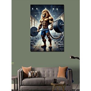 Kanvas Tablo Ağırlık Kaldıran Aslan 50x70 cm
