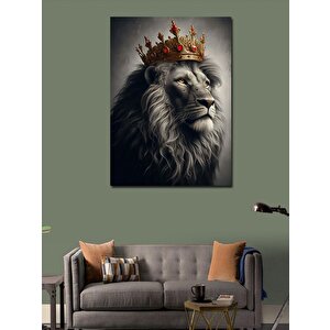 Kanvas Tablo Kral Taçlı Aslan 70x100 cm