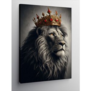 Kanvas Tablo Kral Taçlı Aslan 50x70 cm