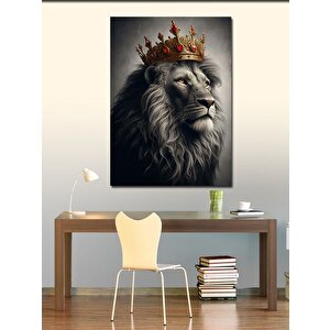Kanvas Tablo Kral Taçlı Aslan 50x70 cm