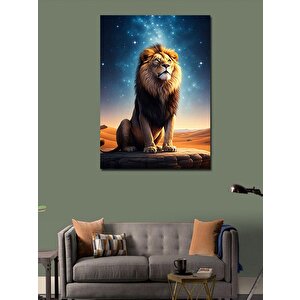 Kanvas Tablo Taht Aslanı 100x140 cm
