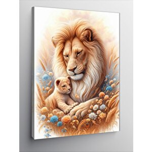 Kanvas Tablo Aslan Ve Yavrusu 50x70 cm