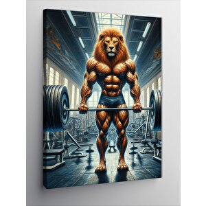 Kanvas Tablo Kaslı Aslan Halter Kaldırıyor 70x100 cm