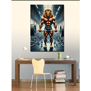 Kanvas Tablo Kaslı Aslan Halter Kaldırıyor 50x70 cm