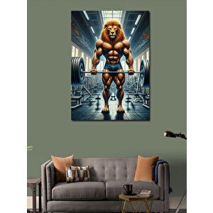 Kanvas Tablo Kaslı Aslan Halter Kaldırıyor 50x70 cm