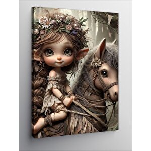 Kanvas Tablo Sevimli Kız Ve Atı 70x100 cm