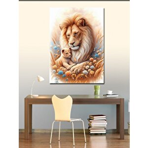 Kanvas Tablo Aslan Ve Yavrusu 70x100 cm