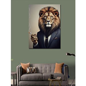 Kanvas Tablo Takım Elbiseli Aslan 70x100 cm