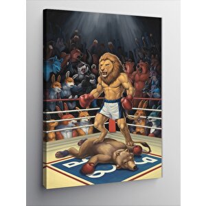 Kanvas Tablo Boks Yapan Aslan 100x140 cm
