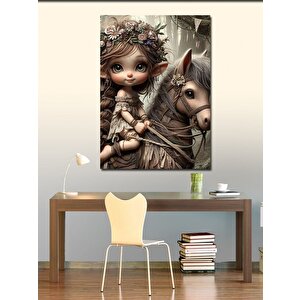 Kanvas Tablo Sevimli Kız Ve Atı 50x70 cm