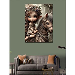Kanvas Tablo Sevimli Kız Ve Atı 50x70 cm