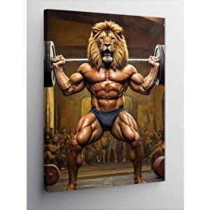 Kanvas Tablo Vücut Geliştiren Aslan 100x140 cm