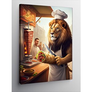 Kanvas Tablo Aşçı Aslan Dürüm Döner 50x70 cm