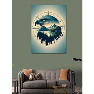 Kanvas Tablo Pusula Ve Kartal 50x70 cm