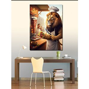 Kanvas Tablo Aşçı Aslan Dürüm Döner 70x100 cm