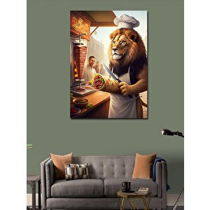 Kanvas Tablo Aşçı Aslan Dürüm Döner 70x100 cm