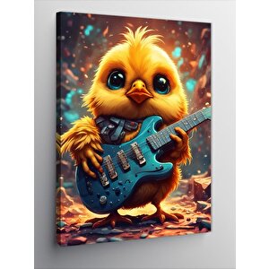 Kanvas Tablo Elektro Gitar Çalan Civciv 50x70 cm