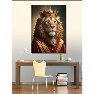 Kanvas Tablo Taçlı Aslan Kral 70x100 cm