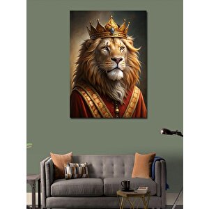 Kanvas Tablo Taçlı Aslan Kral 70x100 cm