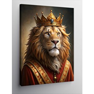 Kanvas Tablo Taçlı Aslan Kral 50x70 cm