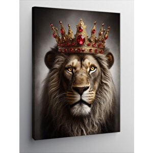 Kanvas Tablo Kral Taçlı Aslan 100x140 cm