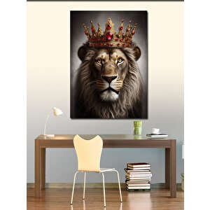 Kanvas Tablo Kral Taçlı Aslan 70x100 cm