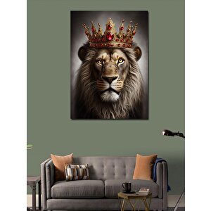 Kanvas Tablo Kral Taçlı Aslan 70x100 cm