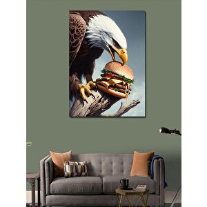Kanvas Tablo Hamburger Yiyen Kartal 100x140 cm