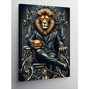 Kanvas Tablo Taht Aslanı 100x140 cm