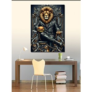 Kanvas Tablo Taht Aslanı 100x140 cm