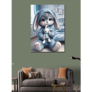 Kanvas Tablo Tavşan Ve Tavşan Peluş Oyuncak 100x140 cm