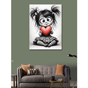 Kanvas Tablo Kalp Tutan Kız 50x70 cm
