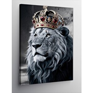 Kanvas Tablo Kral Taçlı Aslan 100x140 cm