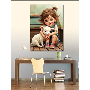 Kanvas Tablo Kız Ve Kuzu 50x70 cm