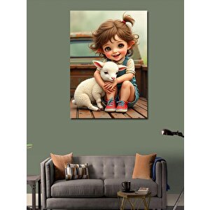 Kanvas Tablo Kız Ve Kuzu 50x70 cm