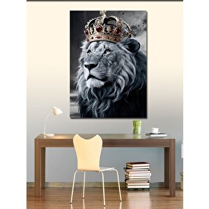 Kanvas Tablo Kral Taçlı Aslan 70x100 cm