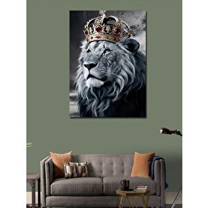 Kanvas Tablo Kral Taçlı Aslan 70x100 cm