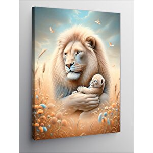 Kanvas Tablo Aslan Ve Yavrusu 50x70 cm