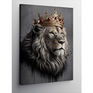 Kanvas Tablo Taçlı Kral Aslan 50x70 cm