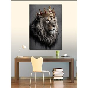 Kanvas Tablo Taçlı Kral Aslan 50x70 cm