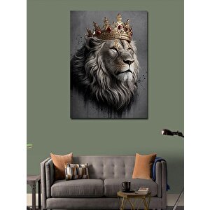 Kanvas Tablo Taçlı Kral Aslan 100x140 cm