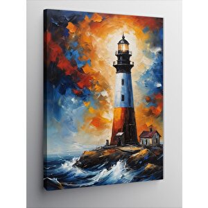 Kanvas Tablo Fener Fırtına 100x140 cm