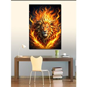 Kanvas Tablo Alevli Aslan 100x140 cm