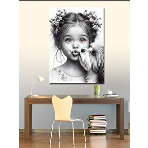 Kanvas Tablo Sevimli Kız Ve Köpeği 50x70 cm