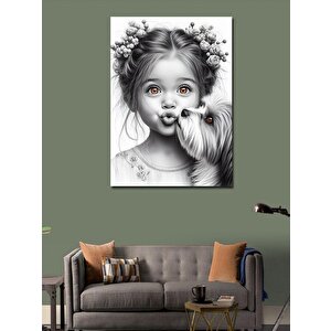 Kanvas Tablo Sevimli Kız Ve Köpeği 50x70 cm