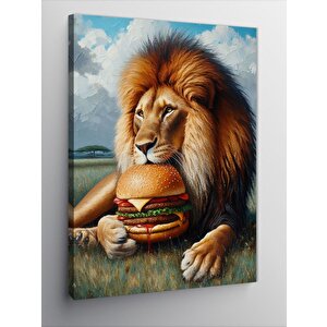 Kanvas Tablo Burger Yiyen Aslan 50x70 cm