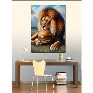 Kanvas Tablo Burger Yiyen Aslan 70x100 cm