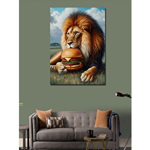 Kanvas Tablo Burger Yiyen Aslan 70x100 cm