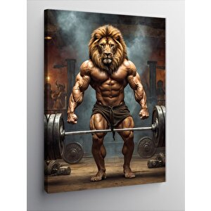 Kanvas Tablo Vücut Geliştiren Aslan 100x140 cm