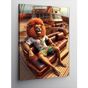 Kanvas Tablo Timsah Ve Aslan 70x100 cm
